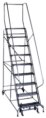 Model 1000; 9 Steps; 32 x 65'' Base Size - Steel Mobile Platform Ladder - Caliber Tooling