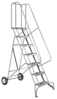 Model 6500; 9 Steps; 30 x 72'' Base Size - Roll-N-Fold Ladder - Caliber Tooling