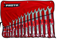 Proto® Tether-Ready 15 Piece Satin Metric Combination ASD Wrench Set - 12 Point - Caliber Tooling