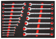 Proto® Foamed 18 Piece Metric Combination Wrench Set - Satin-12 Point - Caliber Tooling