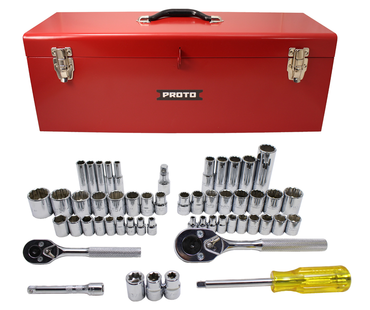 Proto® 1/4" & 3/8" Drive 53 Piece Socket Set- 6 & 12 Point - Caliber Tooling