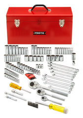 Proto® 1/4", 3/8" & 1/2" Drive 125 Piece Socket Set- 6, 8 & 12 Point w/ box J9975R - Caliber Tooling