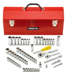 Proto® 1/4" & 3/8" Drive 65 Piece Socket Set- 6 & 12 Point w/Box J9971R - Caliber Tooling