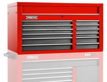 Proto® 550S 50" Top Chest - 12 Drawer, Safety Red and Gray - Caliber Tooling