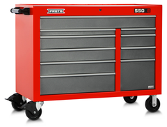 Proto® 550E 50" Power Workstation - 10 Drawer, Safety Red and Gray - Caliber Tooling