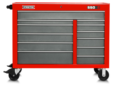 Proto® 550S 50" Workstation - 12 Drawer, Safety Red and Gray - Caliber Tooling