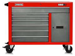 Proto® 550S 50" Workstation - 7 Drawer & 1 Shelf, Safety Red and Gray - Caliber Tooling