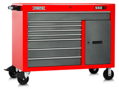 Proto® 550S 50" Workstation - 8 Drawer & 2 Shelves, Safety Red and Gray - Caliber Tooling
