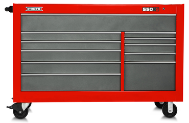 Proto® 550S 66" Workstation - 11 Drawer, Safety Red and Gray - Caliber Tooling