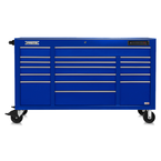 Proto® 550E 67" Front Facing Power Workstation w/ USB - 18 Drawer, Gloss Blue - Caliber Tooling