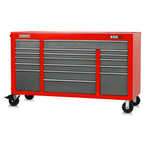 Proto® 550E 67" Power Workstation - 18 Drawer, Safety Red and Gray - Caliber Tooling