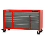 Proto® 550E 67" Front Facing Power Workstation w/ USB - 18 Drawer, Safety Red and Gray - Caliber Tooling