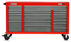 Proto® 550S 67" Workstation - 20 Drawer, Safety Red and Gray - Caliber Tooling