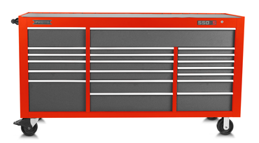 Proto® 550S 78" Workstation - 20 Drawer, Safety Red and Gray - Caliber Tooling