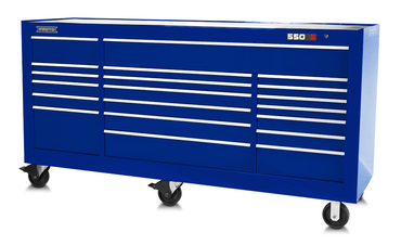 Proto® 550S 88" Workstation - 18 Drawer, Gloss Blue - Caliber Tooling