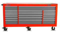 Proto® 550S 88" Workstation - 22 Drawer, Safety Red and Gray - Caliber Tooling