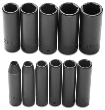 Proto® 1/4" Drive 11 Piece Metric Deep Impact Socket Set - 6 Point - Caliber Tooling