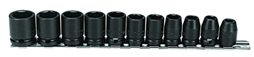 Proto® 3/8" Drive 11 Piece Metric Impact Socket Set - 6 Point - Caliber Tooling