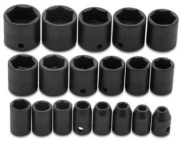 Proto® 3/8" Drive 19 Piece Metric Impact Socket Set - 6 Point - Caliber Tooling