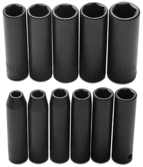 Proto® 3/8" Drive 11 Piece Metric Deep Impact Socket Set - 6 Point - Caliber Tooling