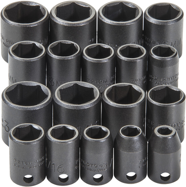 Proto® 3/8" Drive 18 Piece Universal Impact Socket Set - 6 Point - Caliber Tooling