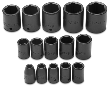 Proto® 1/2" Drive 15 Piece Impact Socket Set - 6 Point - Caliber Tooling