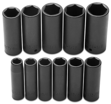 Proto® 1/2" Drive 11 Piece Deep Impact Socket Set - 6 Point - Caliber Tooling