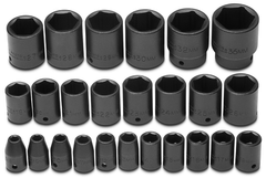 Proto® 1/2" Drive 25 Piece Metric Impact Socket Set - 6 Point - Caliber Tooling