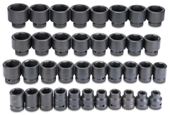 Proto® 1" Drive 37 Piece Impact Socket Set-6 Point - Caliber Tooling