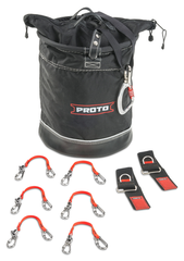 Proto® Tethering D-Ring Lift Bucket (300 lbs Weight Capacity) with D-Ring Wrist Strap System (2) JWS-DR and (6) JLANWR6LB - Caliber Tooling