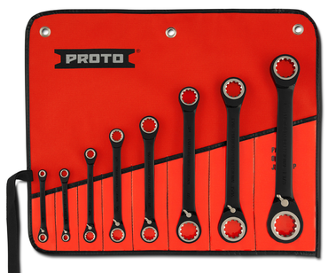 Proto® 8 Piece Black Chrome Double Box Reversible Ratcheting Wrench Set - Spline - Caliber Tooling