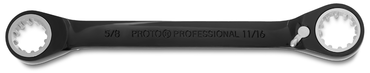 Proto® Black Chrome Double Box Reversible Ratcheting Wrench 5/8" x 11/16" - Spline - Caliber Tooling