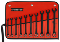 Proto® 10 Piece Black Chrome Metric Non-Reversible Combination Ratcheting Wrench Set - Spline - Caliber Tooling
