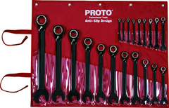 Proto® 20 Piece Black Chrome Reversible Combination Ratcheting Wrench Set - Spline - Caliber Tooling