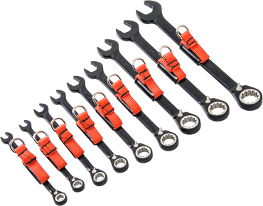 Proto® Tether-Ready 9 Piece Black Chrome Reversible Combination Ratcheting Wrench Set - Spline - Caliber Tooling