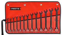 Proto® 13 Piece Black Chrome Reversible Combination Ratcheting Wrench Set - Spline - Caliber Tooling