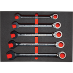 Proto® Foamed 22 Piece Metric Reversible Ratcheting Combination Wrench Set - Black Chrome- Spline - Caliber Tooling