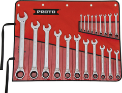 Proto® 20 Piece Full Polish Combination Reversible Ratcheting Wrench Set - 12 Point - Caliber Tooling