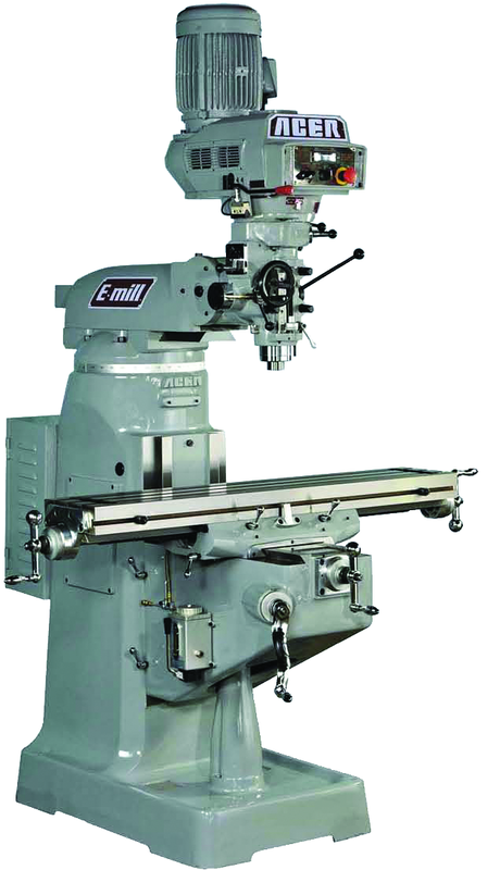 Electronic Variable Speed Vertical Mill UL - R-8 Spindle - 9 x 49'' Table Size - 3HP - 3PH - 440V Motor - Caliber Tooling