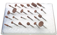 #150 - Contains: 24 Aluminum Oxide Points; For: Machines that hold 3/32 Shanks - Mounted Point Kit for Flex Shaft Grinder - Caliber Tooling