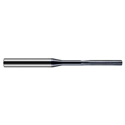 Miniature Reamers - 0.0130″ Reamer Diameter × 0.0930″ (3/32″) Margin Length Carbide Reamer, 4 Flutes, AlTiN Coated - Exact Industrial Supply