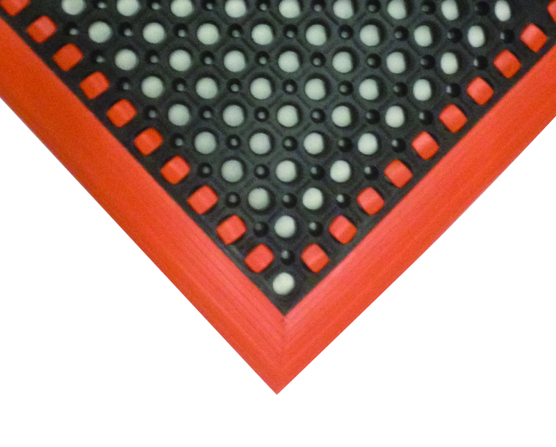 28" x 40" x 7/8" Thick Safety Wet / Dry Mat - Black / Orange - Caliber Tooling