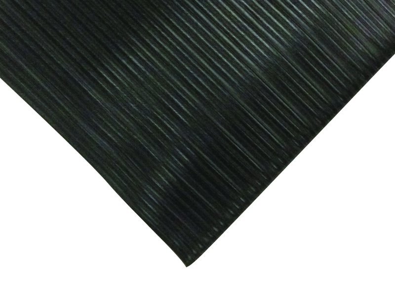 4' x 60' x 3/8" Thick Soft Comfort Mat - Black Standard Ribbed - Caliber Tooling