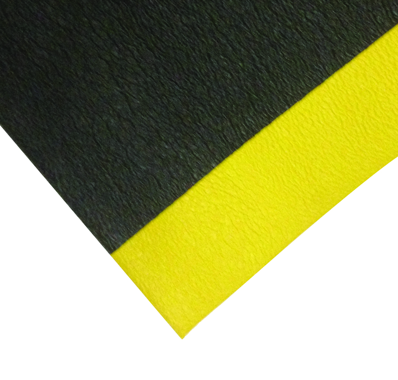 4' x 60' x 3/8" Safety Soft Comfot Mat - Yellow/Black - Caliber Tooling