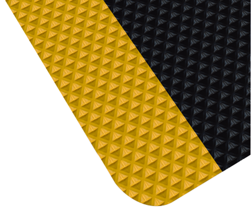 3' x 10' x 11/16" Thick Traction Anti Fatigue Mat - Yellow/Black - Caliber Tooling