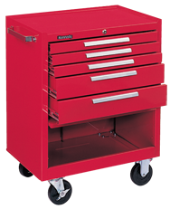 5-Drawer Roller Cabinet w/ball bearing Dwr slides - 35'' x 18'' x 27'' Red - Caliber Tooling