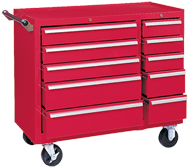 310X 10-Drawer Maintenance Cart - 35'' x 18'' x 39.38'' Red - Caliber Tooling