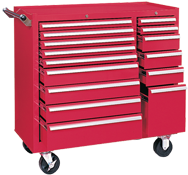 315X 15-Drawer Maintenance Cart - 35'' x 18'' x 39.38'' Red - Caliber Tooling