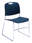 HI-Tech Stack Chair --11 mm Steel Rod Chrome Plated Frame Injection Molded Textured Plastic Non-fading Seat/Back - Navy - Caliber Tooling