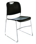 HI-Tech Stack Chair --11 mm Steel Rod Chrome Plated Frame Injection Molded Textured Plastic Non-fading Seat/Back - Black - Caliber Tooling